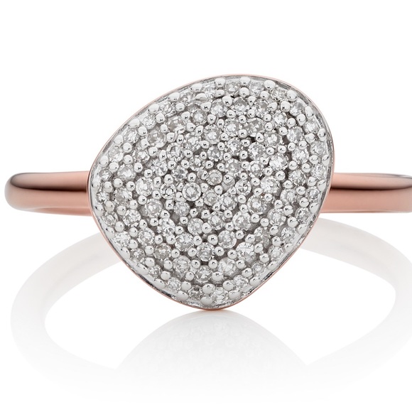 Monica Vinader NWOT Nura Pebble Stacking Diamond Ring - Picture 2 of 6